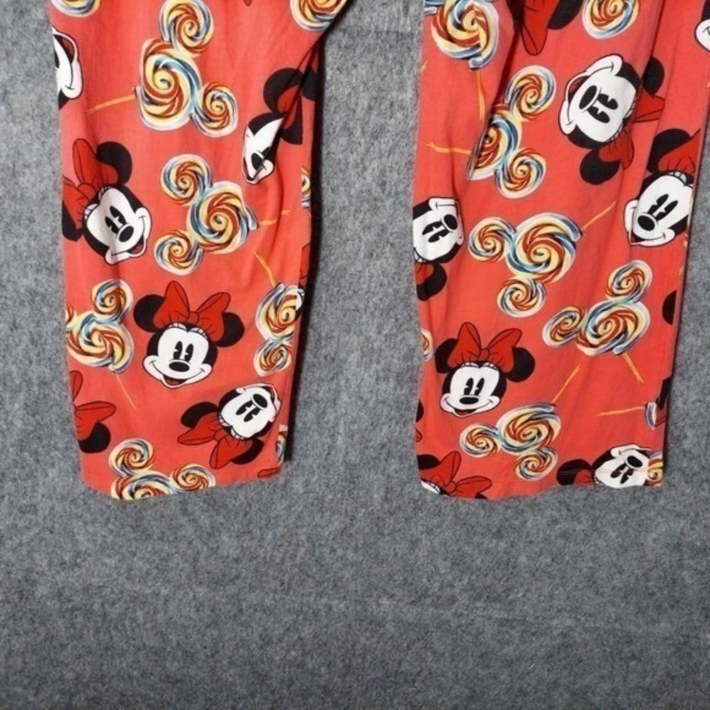 Disney Pajama Pants Women L Pink Minnie Mouse Candy Lollipop Wide Leg Lounge - Picture 8 of 10